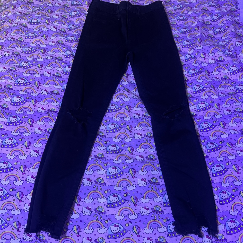 Abercrombie & Fitch black jeans distressed hem